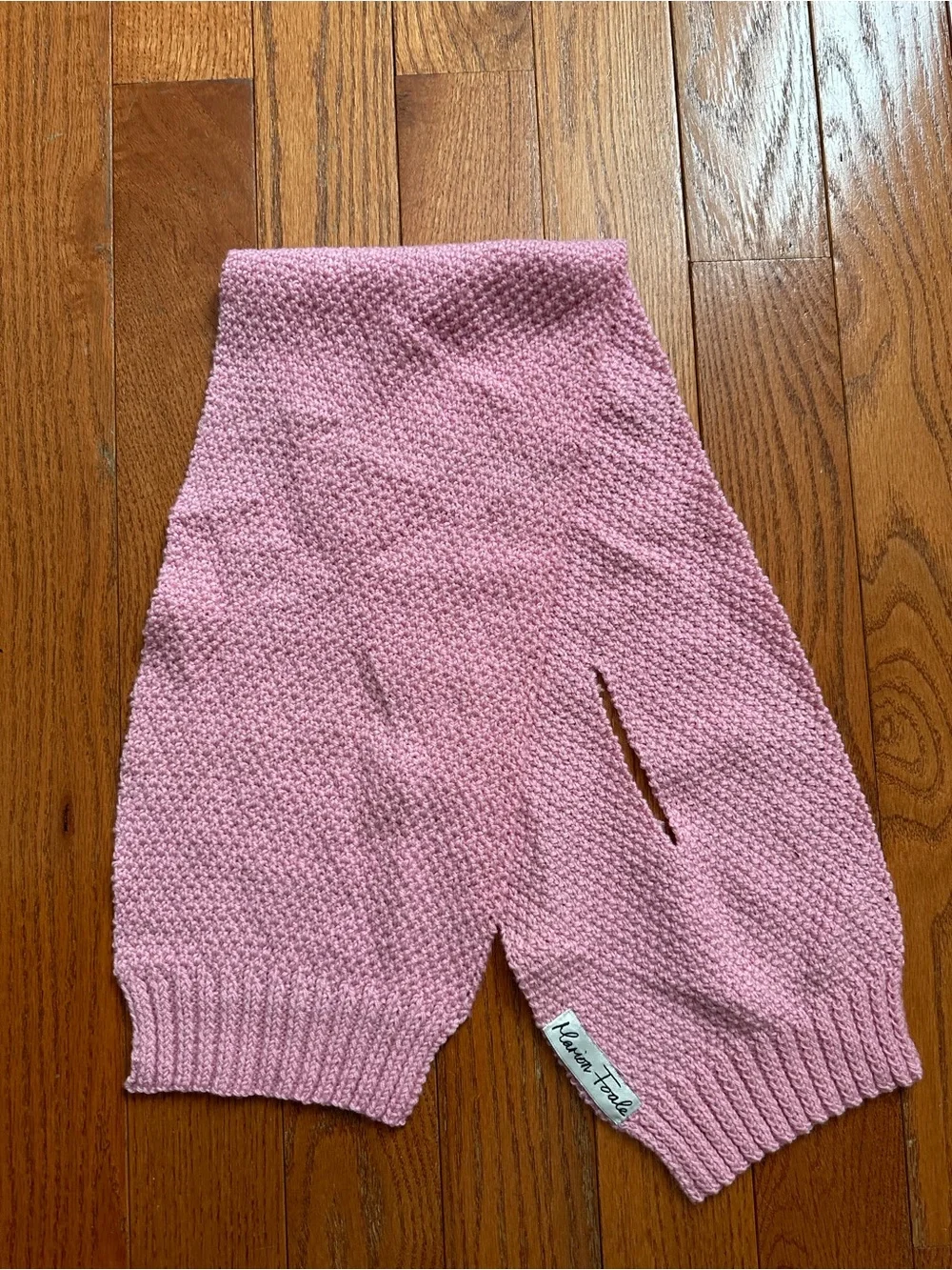 Marion Foale 100% Wool Pink Knit Scarf Made in England Textured Winter Wrap